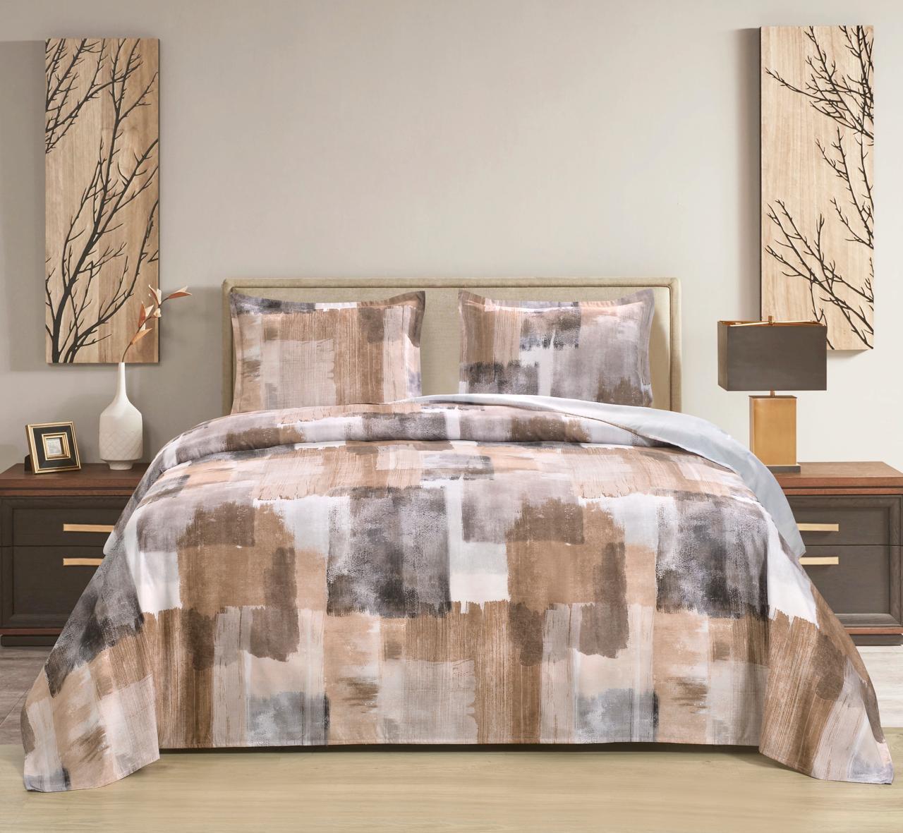 100% Cotton King Size Double Bed sheet for Bed (108 X 108 Inches) with 2 Pillow Covers | Brown Box Elvy